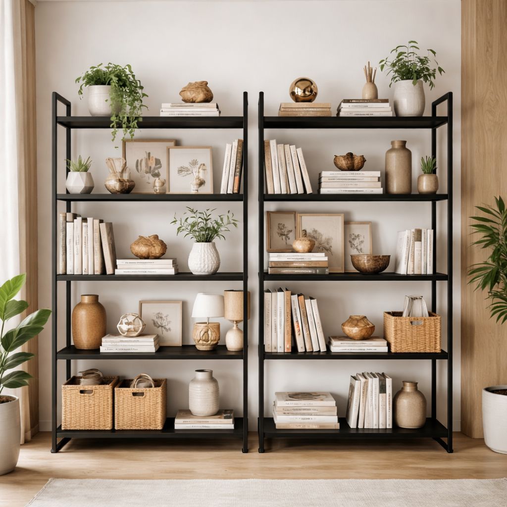 Estante Com 5 Prateleiras Industrial Ferro e Madeira Laminada Moderno Preto · foto 2