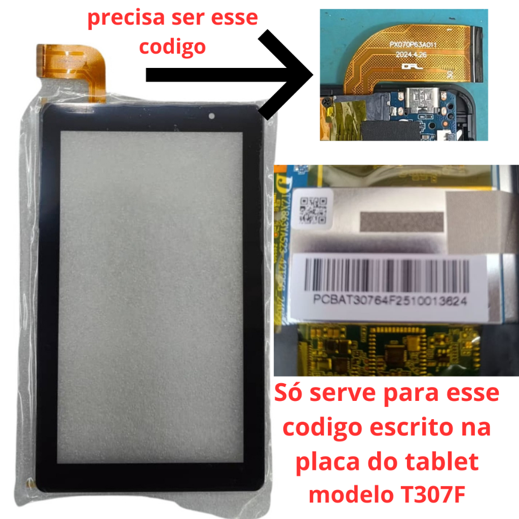 Tela touch toque para tablet positivo vision 7" modelo T307F conferir fotos