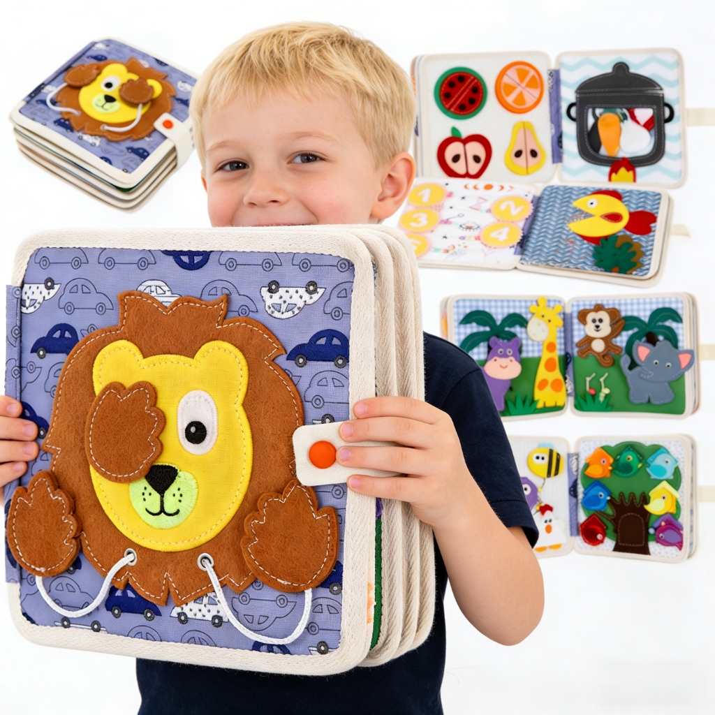 Toddler Felt Montessori Busy Book Atividade Sensorial Boards Fine Motor Skill Quiet Car Travel em Oferta na Shopee