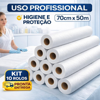 10 Rolos Lençol Descartavel Maca Papel Hospitalar 70cm x 50m Spa Fisioterapia Clínica Profissional em Oferta na Shopee