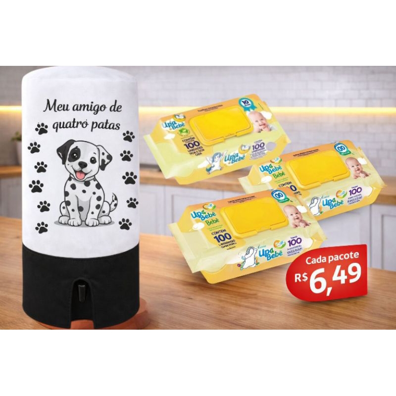 Capa Filtro de Barro 6L + 3 Lenços Umedecidos 100un Antialérgico | Kit Completo Promoção