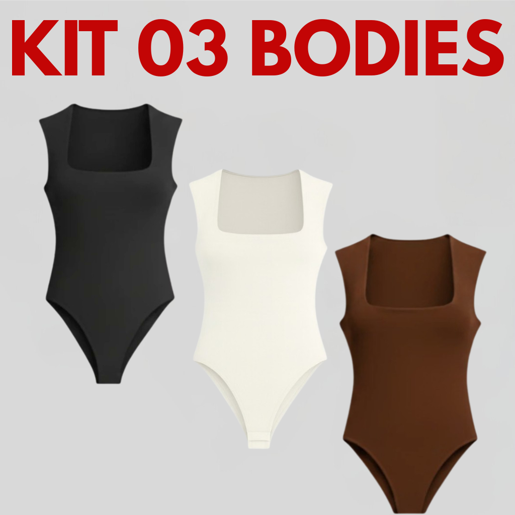 Kit Body Feminino Premium Suplex Decote Quadrado Blusa Colada Modeladora Alta Qualidade em Oferta na Shopee