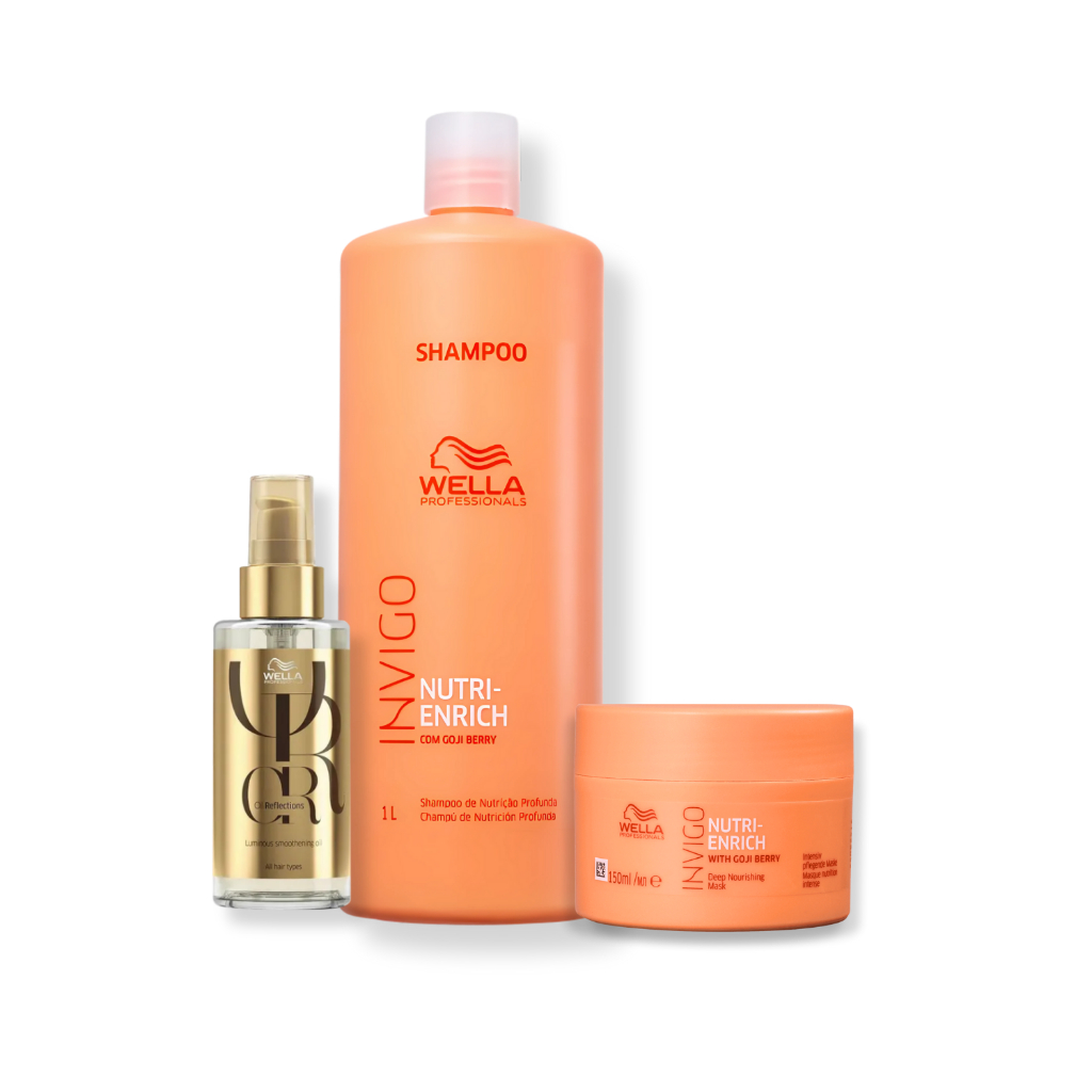 Kit Wella Professionals Invigo Nutri-Enrich - Shampoo 1L + Máscara 150ml + Óleo 100ml