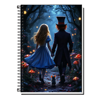Caderno Escolar Capa Dura - Alice No Pais Das Maravilhas 1, 10, 15 e 20 Matérias Universitário.