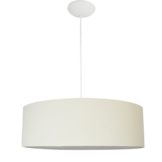 Pendente Cilíndrico Algodão 50x50x20cm | Luminária Teto Sala Quarto Mesa Jantar