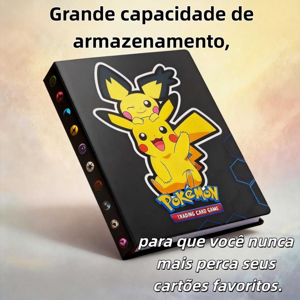 Álbum Porta Cartas Pokémon TCG Organizador de Cards 240 ou 400 Cartas