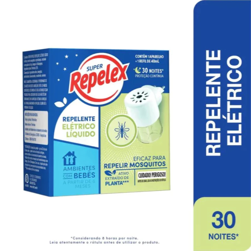 Repelente elétrico Repelex | Kit com aparelho e refil líquido 40ml