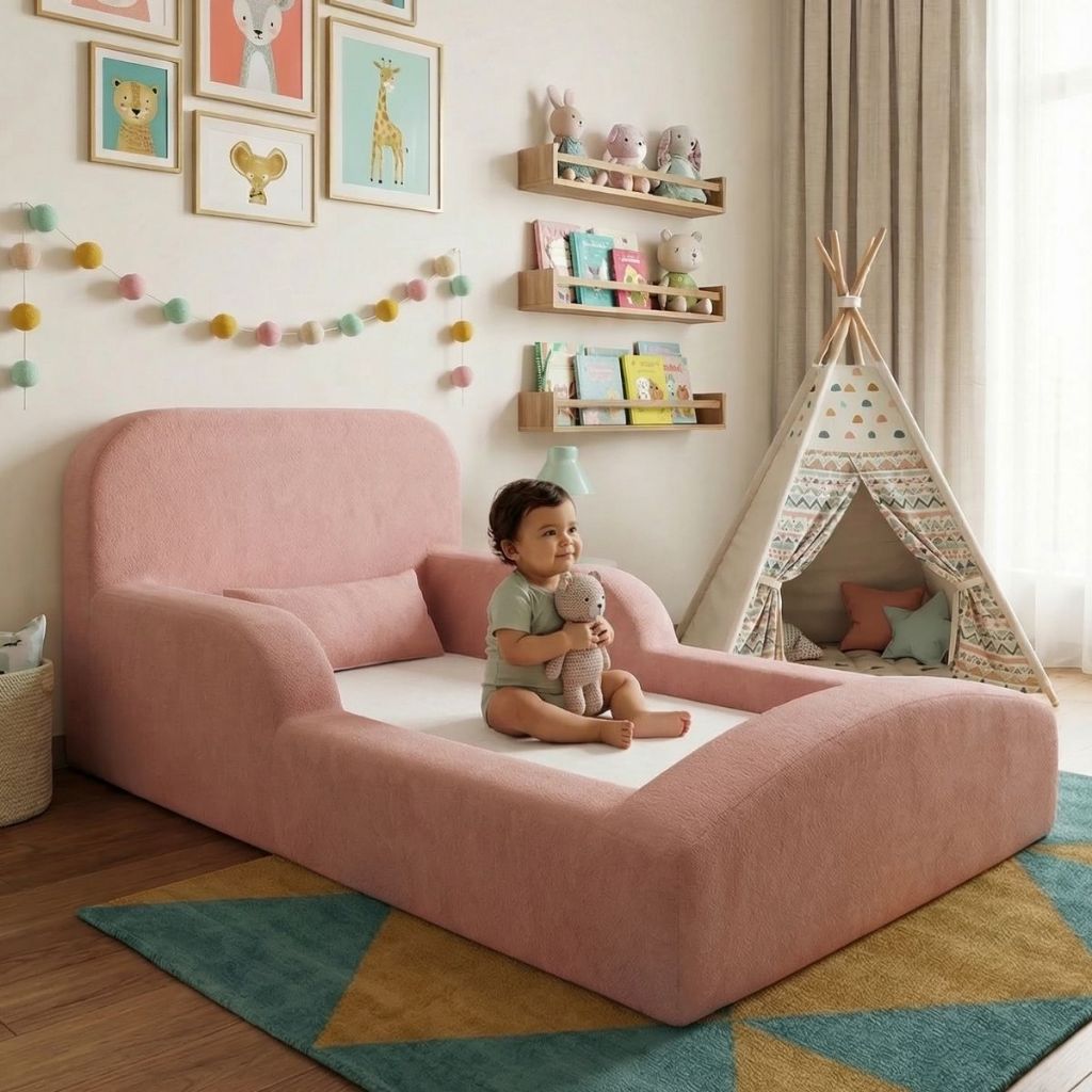 Cama Montessoriana Solteiro Encanto 100% Espuma Rosa Keiko
