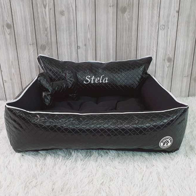 Cama Sofá Para Cães Gatos Colchão Pet Corino Preto Personalizado