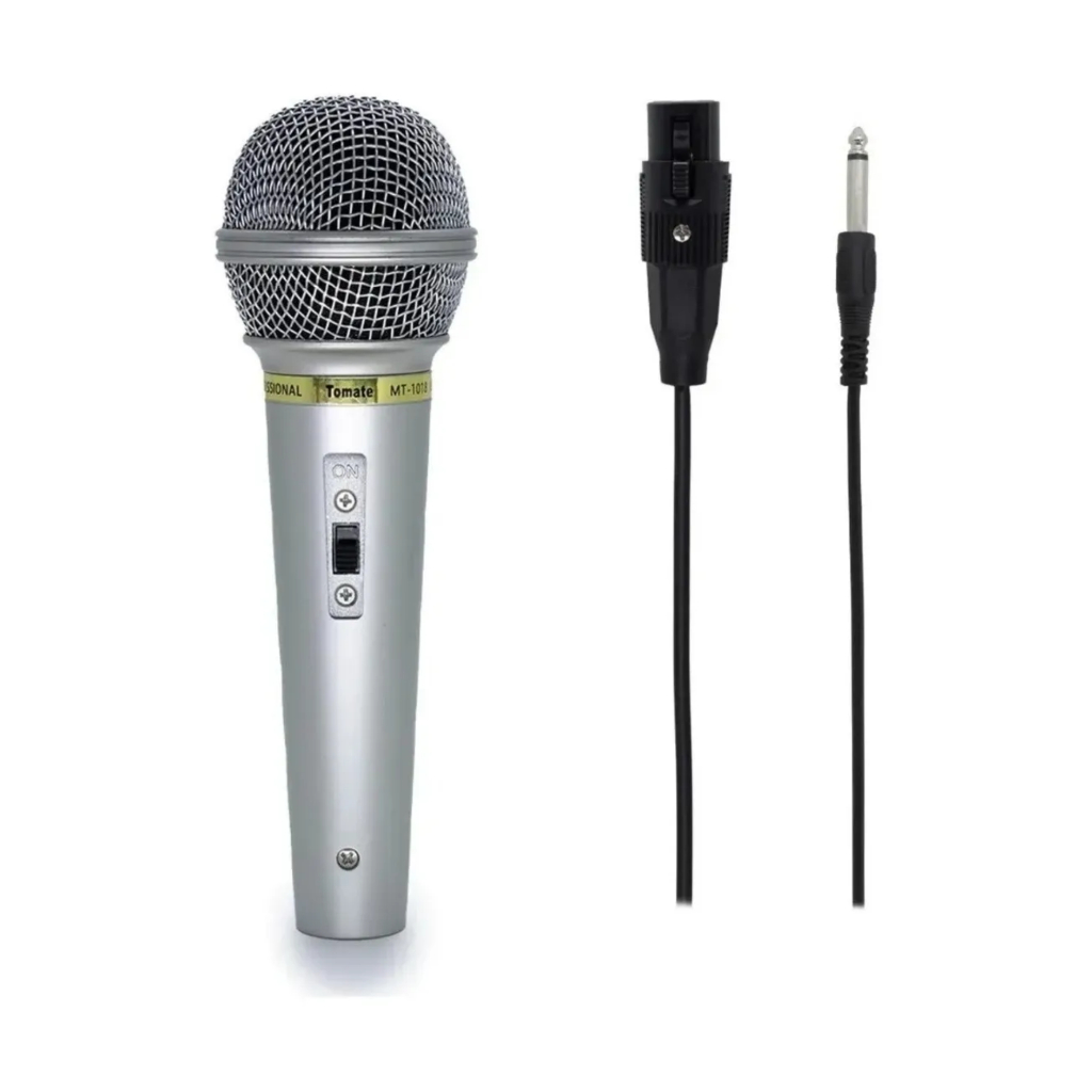 Microfone Dinâmico Karaokê Para Caixa De Som Profissional Com Fio MTM-1018 Tomate