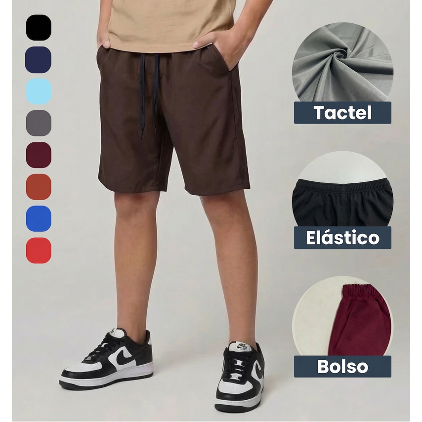 Bermuda Masculina Tactel com Elastano Infantil Juvenil Criança Short Liso Uniforme Escolar - Tamanho 2 ao 16 em Oferta na Shopee
