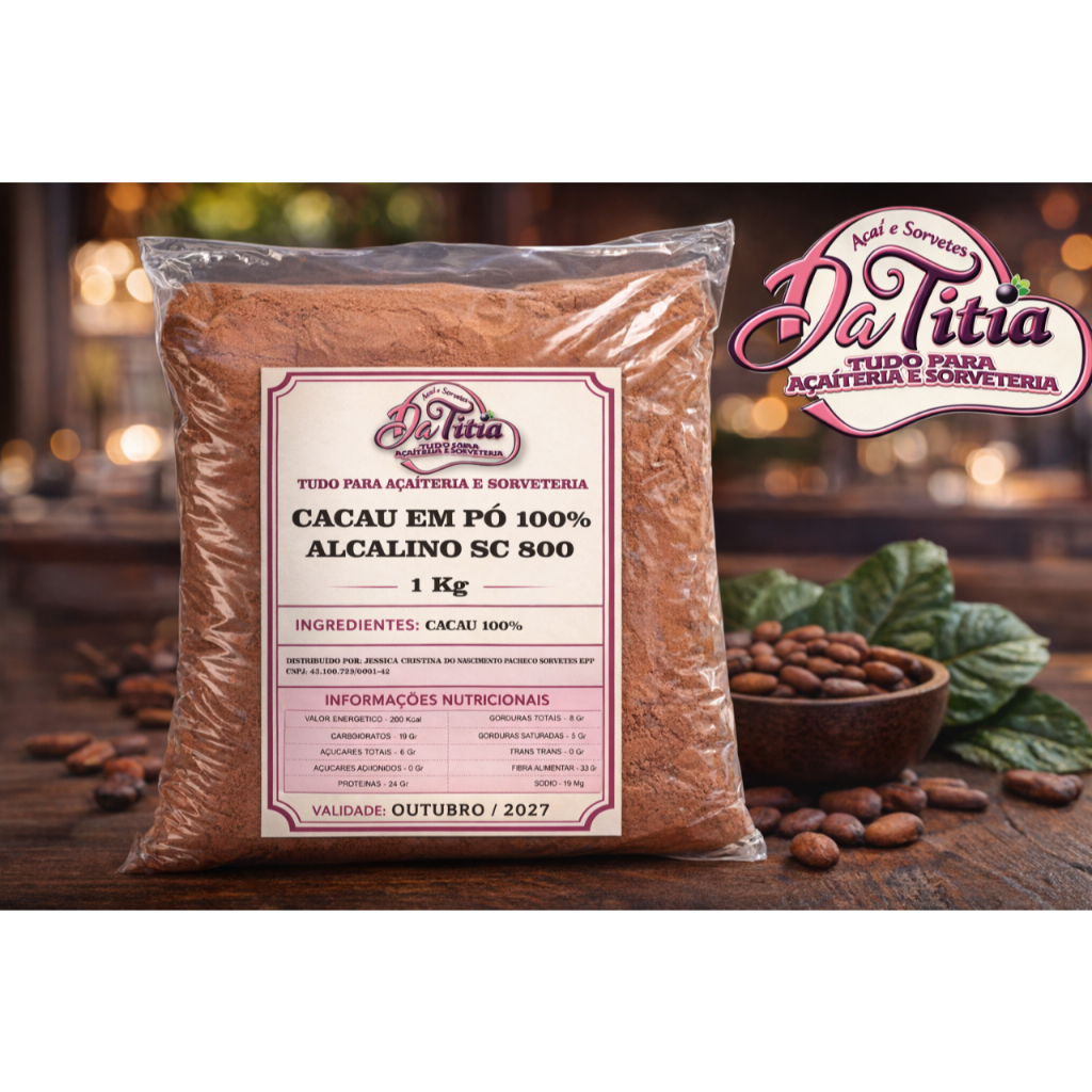 1kg de Cacau em Pó 100% Alcalino Socau SC 800 - Premium Dark