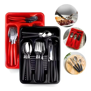 Jogo de Talheres 17 Peças com Organizador Porta Talheres Cozinha Completo Aço Inox em Oferta na Shopee