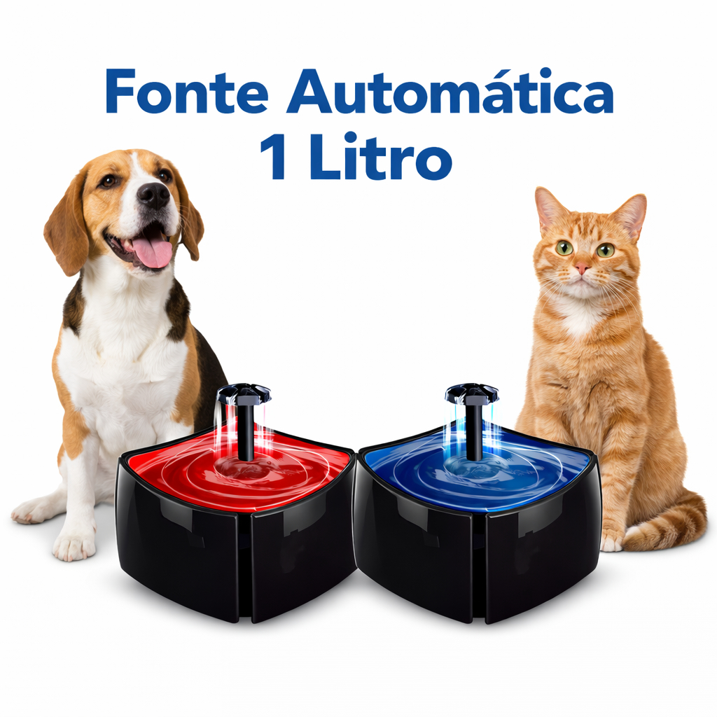 Bebedouro Fonte de Água Automática Para Gatos 1 Litro Pet Bivolt