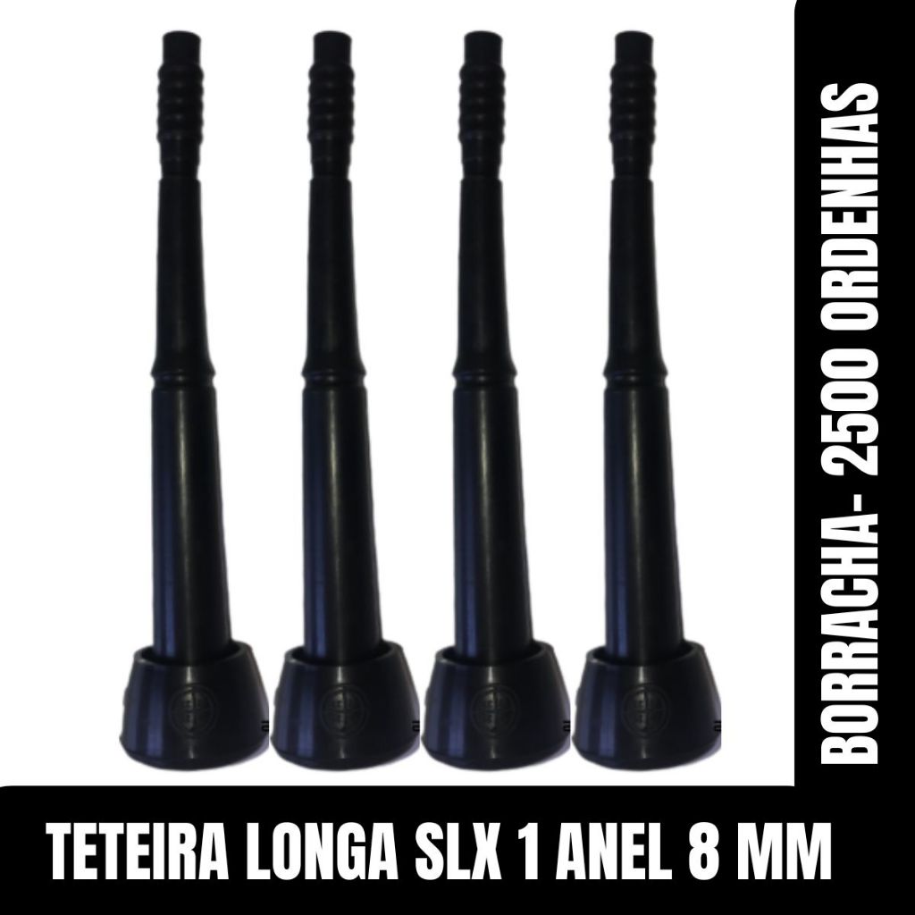Kit 4 Teteiras Insuflador Longa Sulinox 8mm Borracha  1 Anel