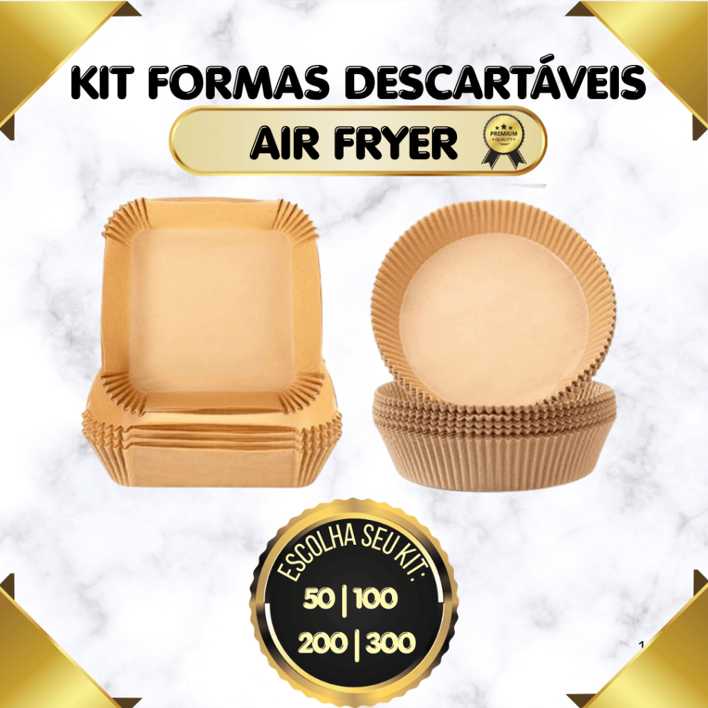 Kit Forma De Airfryer Descartável Antiaderente Não Suja De Papel Cozinha 50 a 300 Uni. Promoção