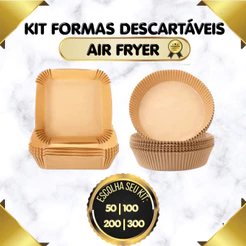 Kit Forma De Airfryer Descartável Antiaderente Não Suja De Papel Cozinha 50 a 300 Uni. Promoção