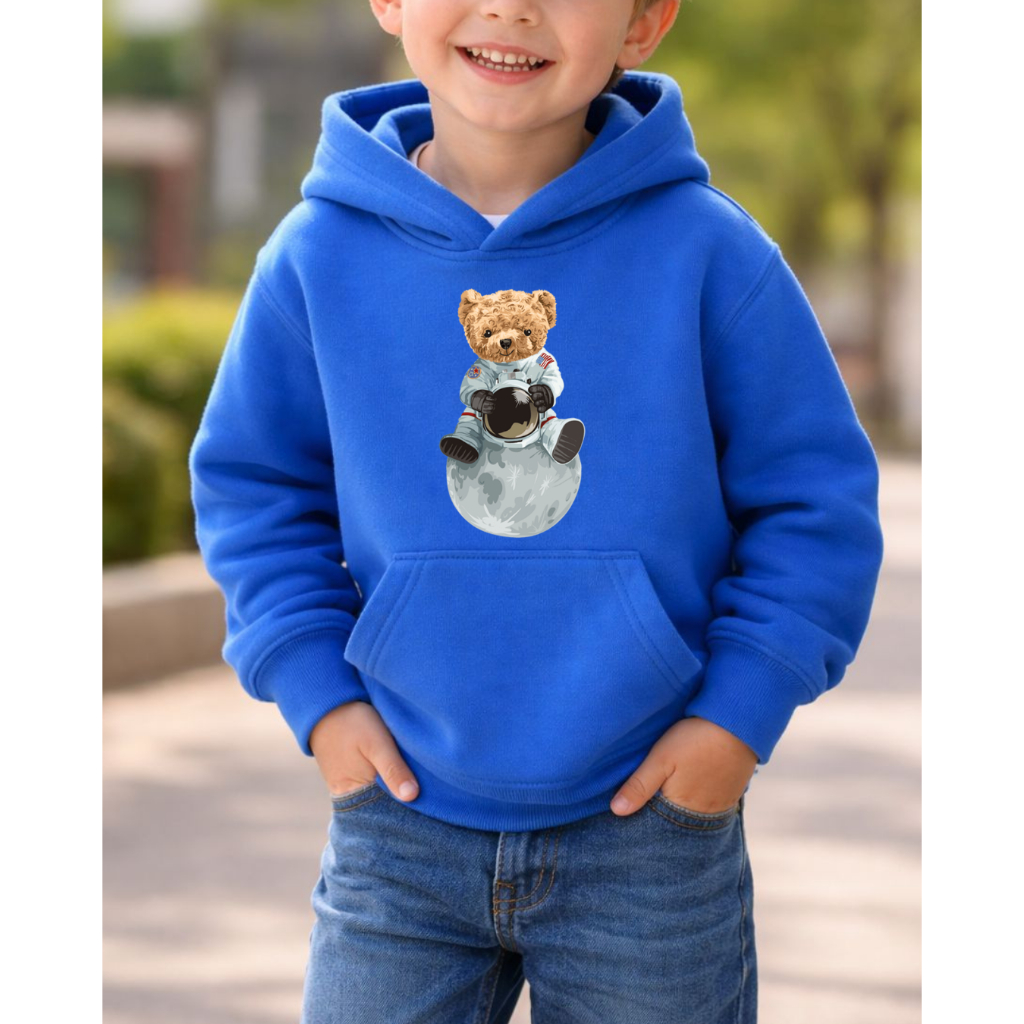 Moletom Infantil Menino Moleton Canguru Flanelado Blusa de Frio Com Capuz e Bolso Moletom Grosso Estampado Astronauta