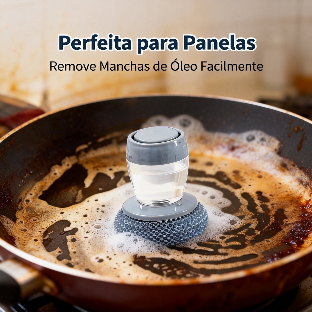 Escova para Louça Portátil com Dispensador de Sabão Automático – Economiza Sabão e Facilita a Limpeza de Utensílio