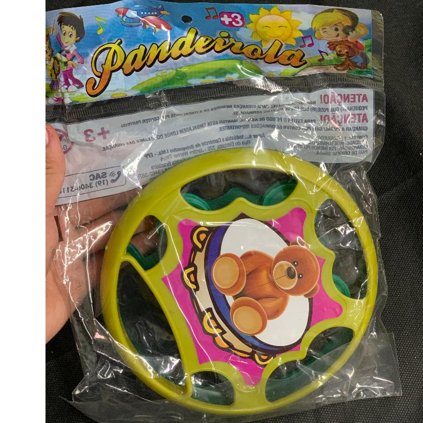 Detalhes do Pandeiro Pandeirola Instrumento Musical Infantil Diversas Estampas 15cm - 335S