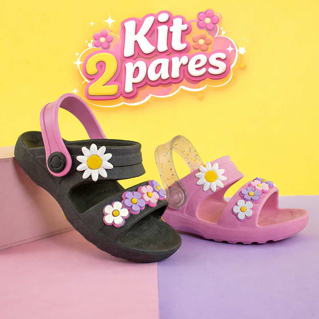 Kit 2 Pares Sandália Pandu Infantil Menina Conforto e Estilo Antiderrapante Dia a Dia Promoção Cirandela Kit 2 Pares Sandália Pandu Infantil Menina Conforto e Estilo Antiderrapante Dia a Dia Promoção Cirandela