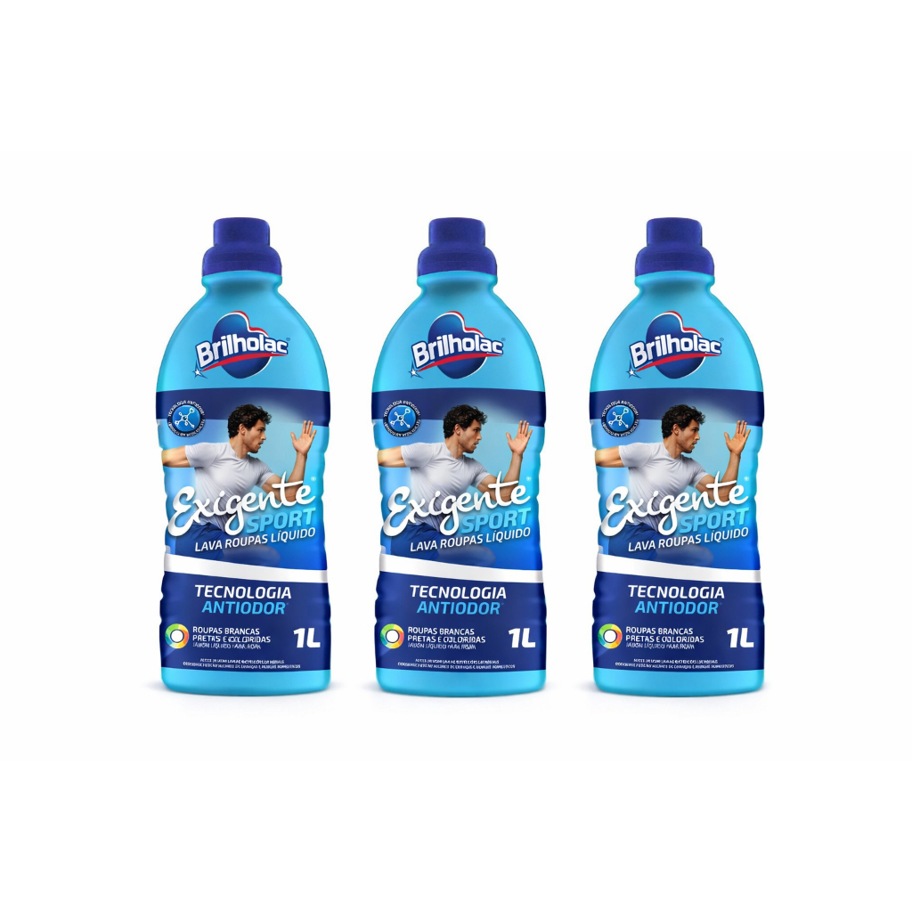 Lava Roupas Líquido Brilholac Exigente Sport 1l 3 Unidades