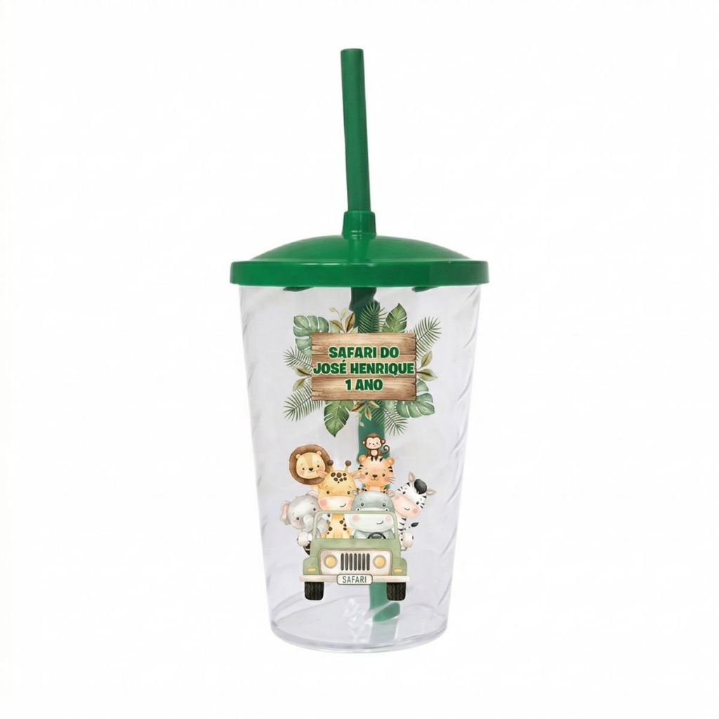 25 Copos Twister com Tampa e Canudo Personalizado – Lembrancinha de Aniversário Infantil – 300ml