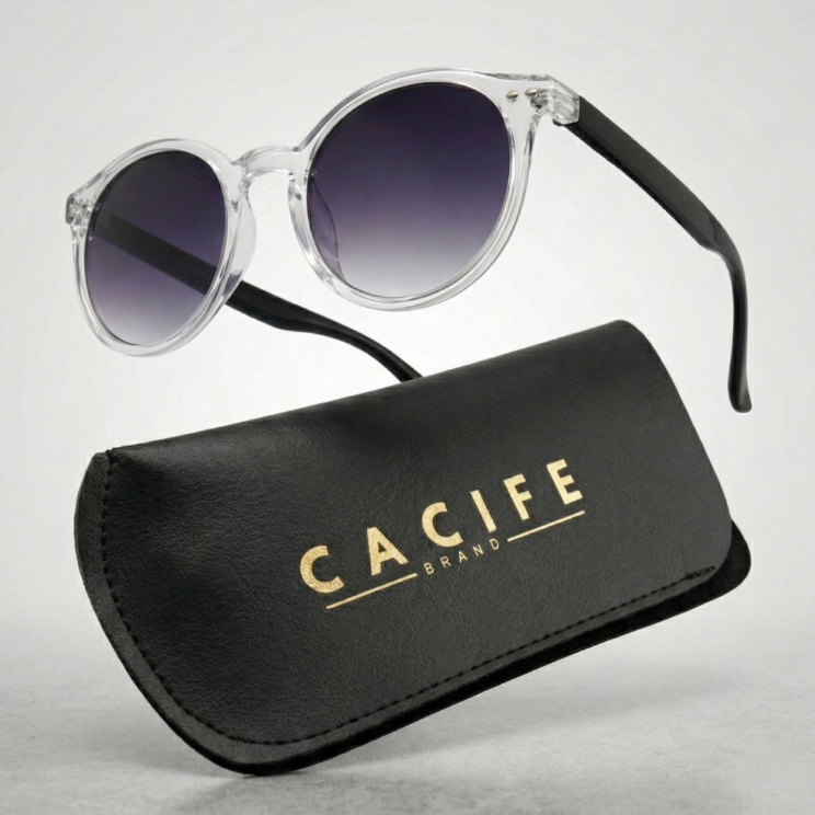 Óculos de Sol Redondo Cristal Transparente  Degradê Premium Vintage Retro Tendencia Blogueira uv400 em Oferta na Shopee