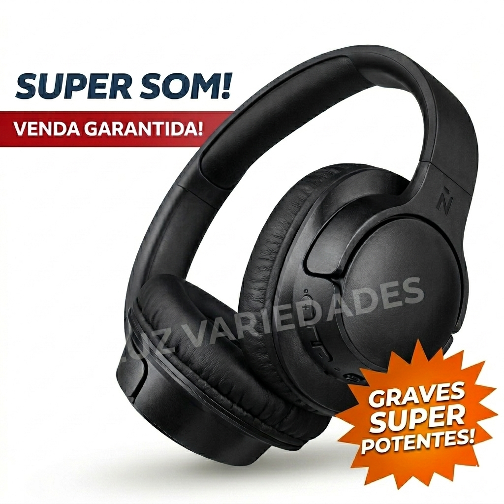 Fone de Ouvido Sem Fio Bluetooth Tws Bateria 50H Graves Potentes Microfone P2 SDCard
