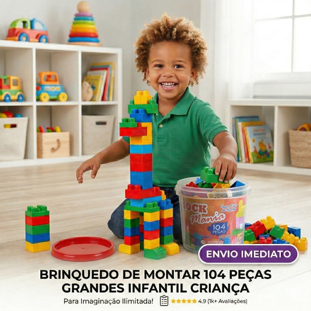 Blocos Brinquedo De Montar 104 Peças Grandes Infantil Criança
