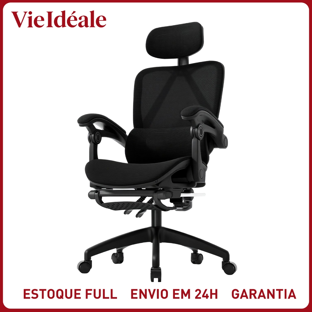 Cadeira Gamer Ergonômica Escritório Ajustável com Apoio Lombar e Pescoço, Tecido Respirável, 4 Alturas, Suporta 150kg em Oferta na Shopee