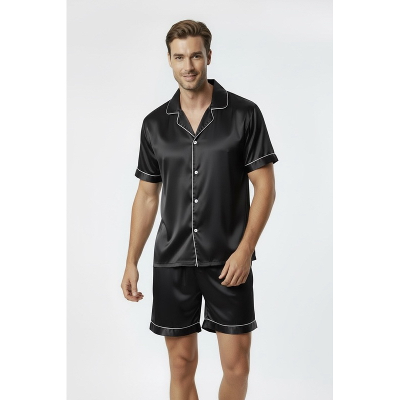 Pijama Masculino na cor Preto, estilo Pijama Americano