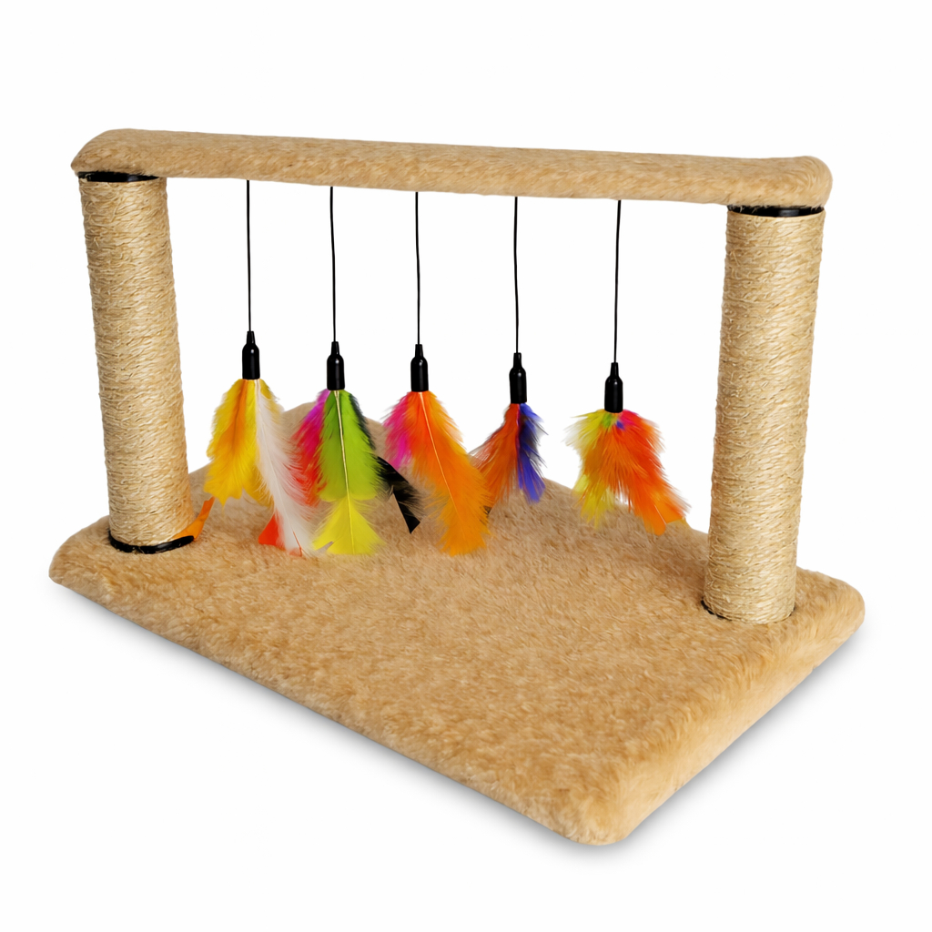 Brinquedo Para Gatos Arranhador Poste Duplo Sisal Interativo