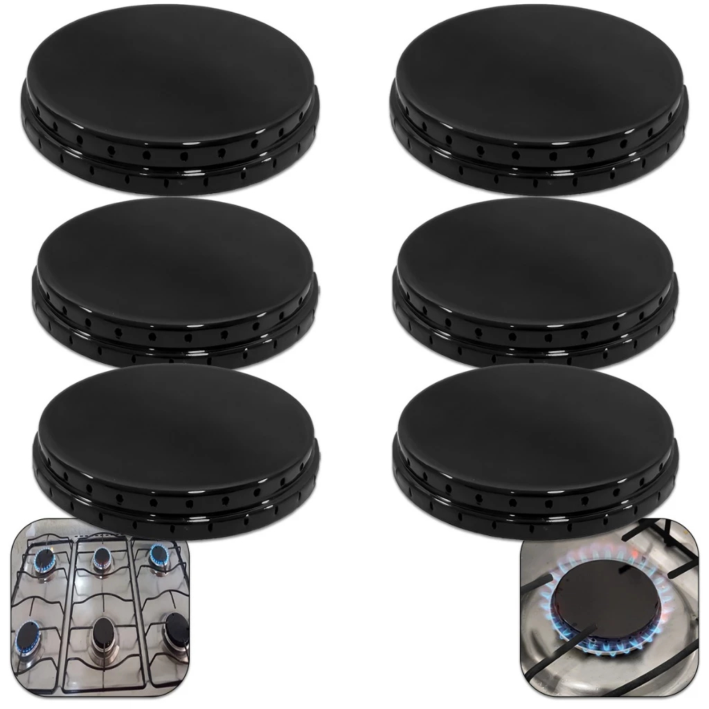 6 Tampas espalhadores Boca de Fogão Esmaltec Veneza, 4 pequenas/ 2 Grandes