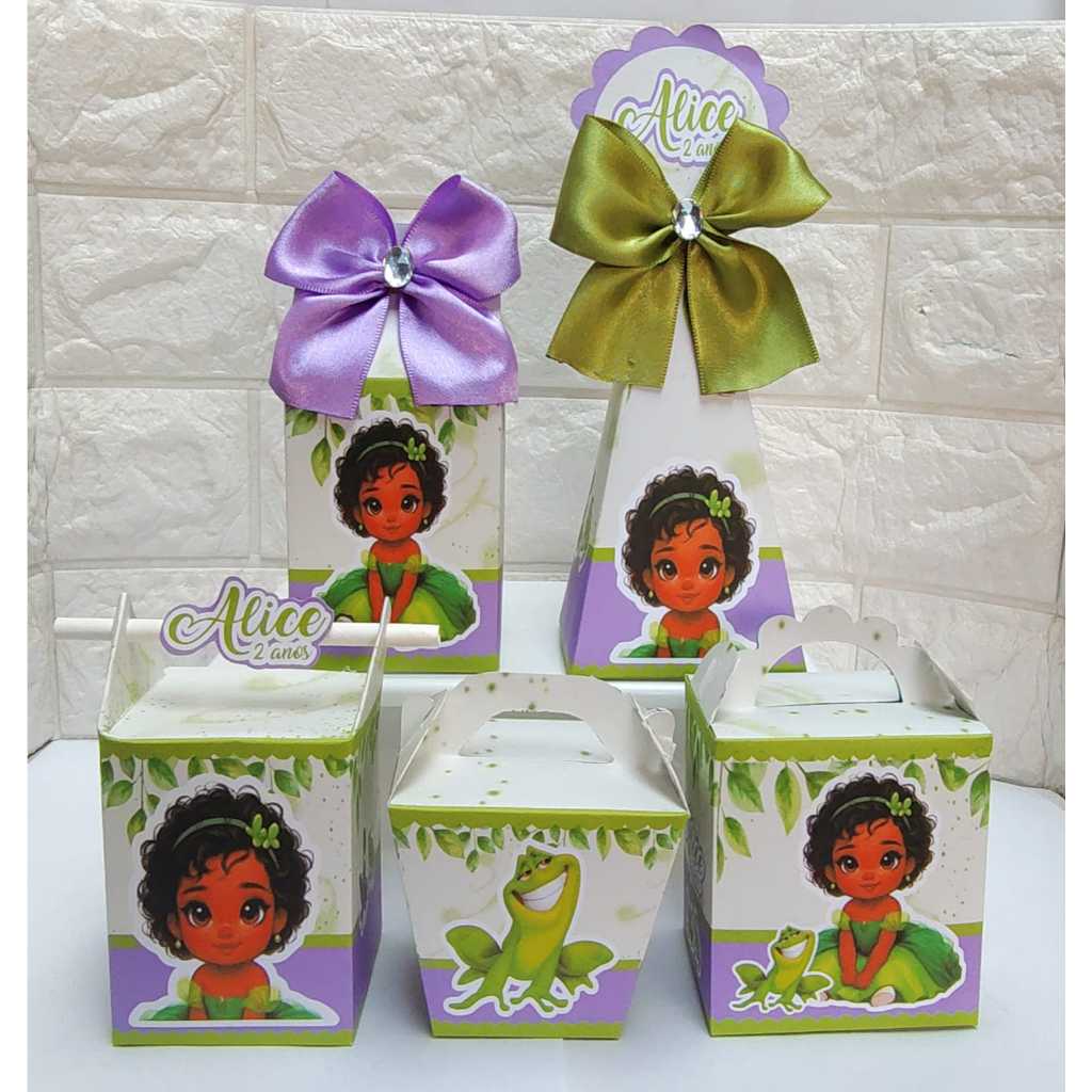 Kit Festa  Princesa Tiana A princesa e o sapo PEGUE E MONTE Caixinhas Personalizadas lembrancinhas para Aniversários