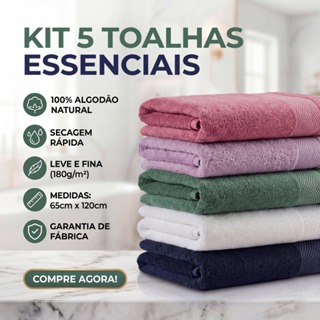 Kit 5 Toalhas Banho Banhão Spa Deluxe 100% Algodão Ótima Absorção em Oferta na Shopee