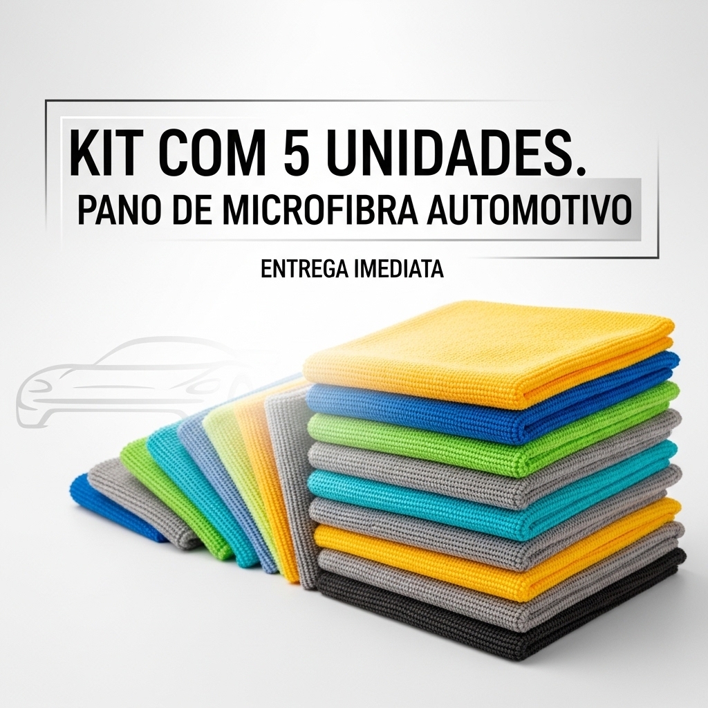 Kit 5 Panos De Microfibra Para Limpeza Autoamerica 50x30 - Flanela Polimento Cera Limpeza Automotiva
