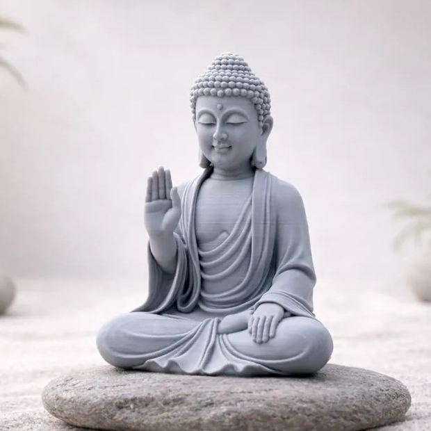 Imagem Estátua Buda Decorativo Zen Minimalista Jardim Meditação Feng Shui Casa
