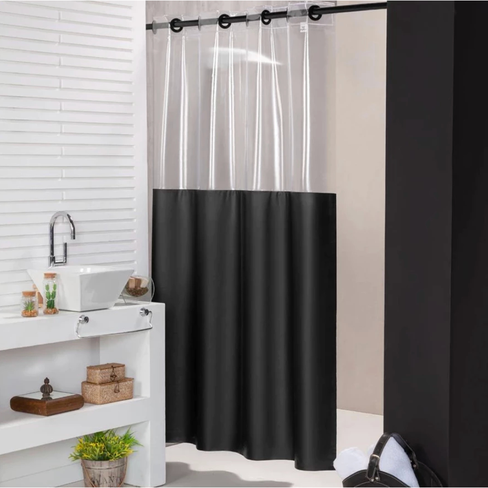 Cortina De Banheiro Box com Visor Ilhos - Anti Mofo Resistente Alta Qualidade 100% PVC - Envio 24h