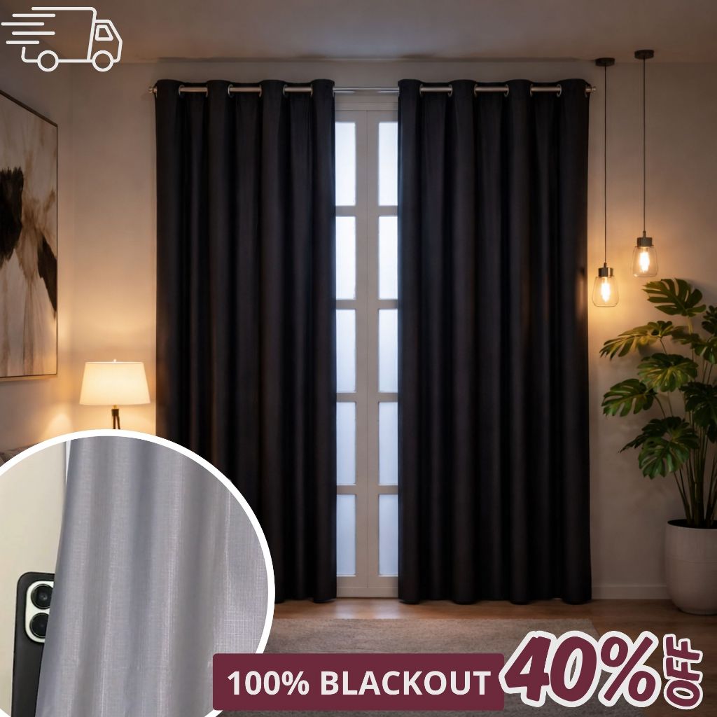 Cortina Blackout PVC 2,80 m x 1,80 m Cor Preto Black