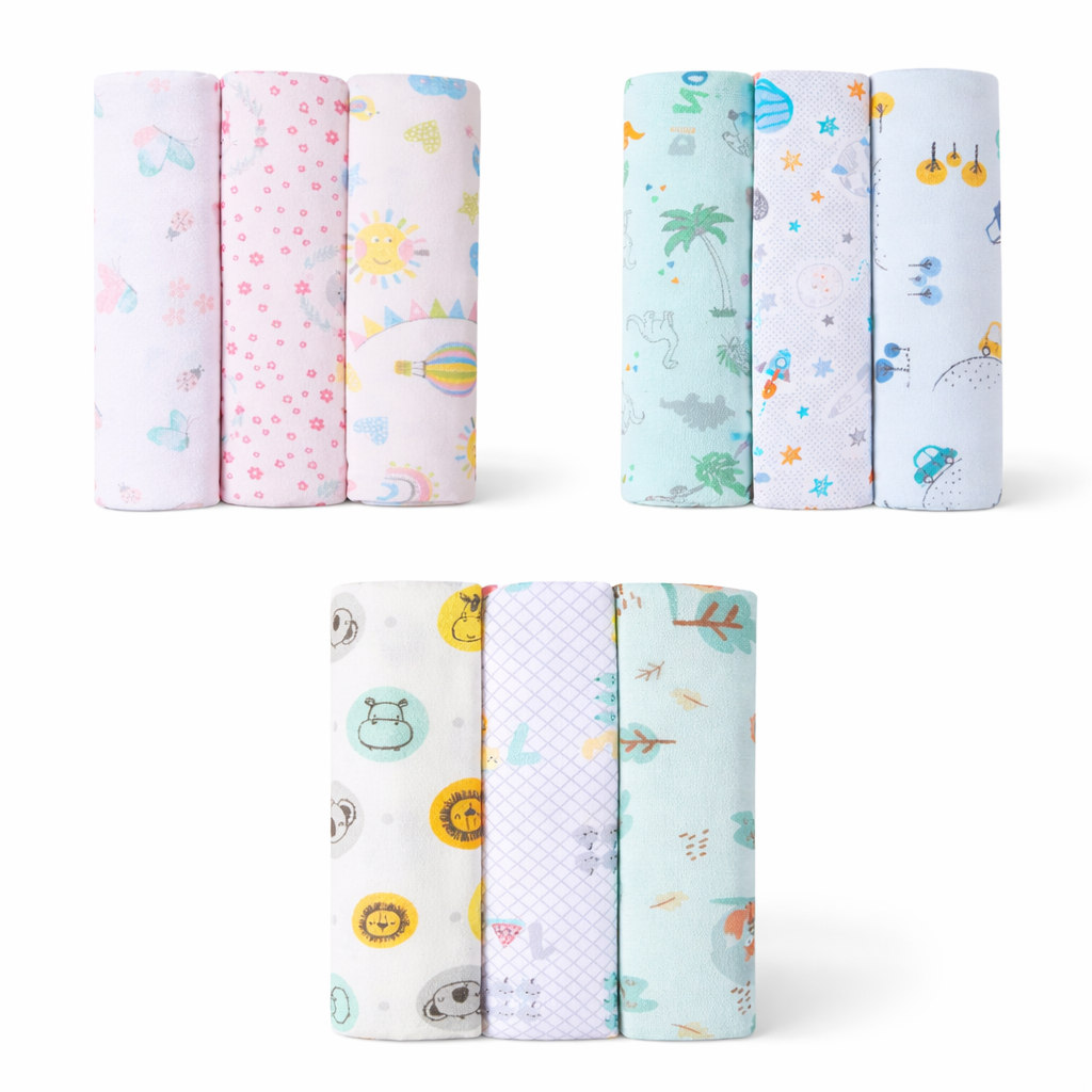 Kit 6 Cueiro Flanelado Papi Estampado 80x50cm Bebê Macio Absorvente Enxoval