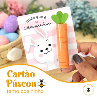 Cartão + Adesivo para Chocolate Batom Páscoa Coelhinho 🐣🍫 | Pronta Entrega (NÃO ACOMPANHA CHOCOLATE) em Oferta na Shopee