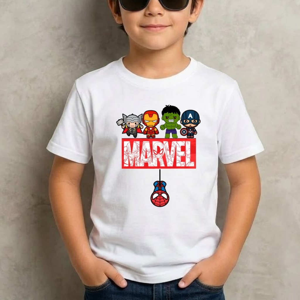 Camiseta Infantil Vingadores Heóis Homen Aranha Thor huck Capitão América 100% Algodão