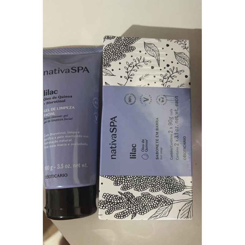 Sabonete Em Barra Nativa Spa Lilac 2x90g+ Gel de Limpeza Facial Nativa Spa Lilac 100g