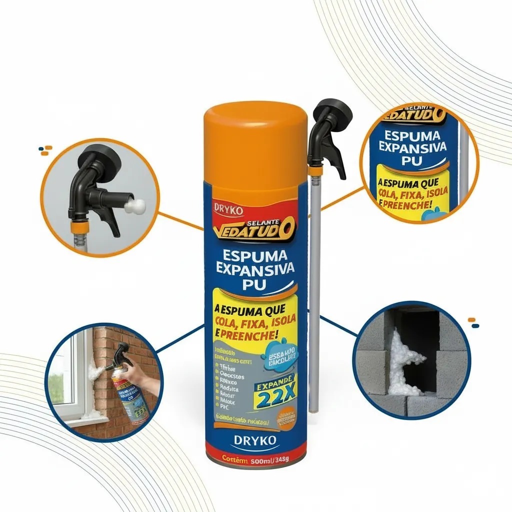 Espuma Expansiva Selante VEDATUDO PU  500ml Poliuretano em Oferta na Shopee