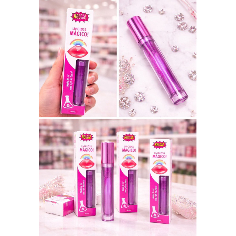 Gloss Labial Super Bocão Incolor Glitter Nº 01 OU Lip Gloss Mágico Muda de Cor 4ml