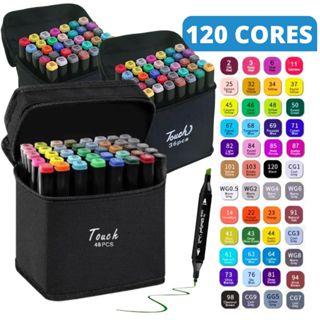 Kit 24-120 Canetinhas Bobbie Goods Varias Cores Ponta Dupla Colorir em Oferta na Shopee