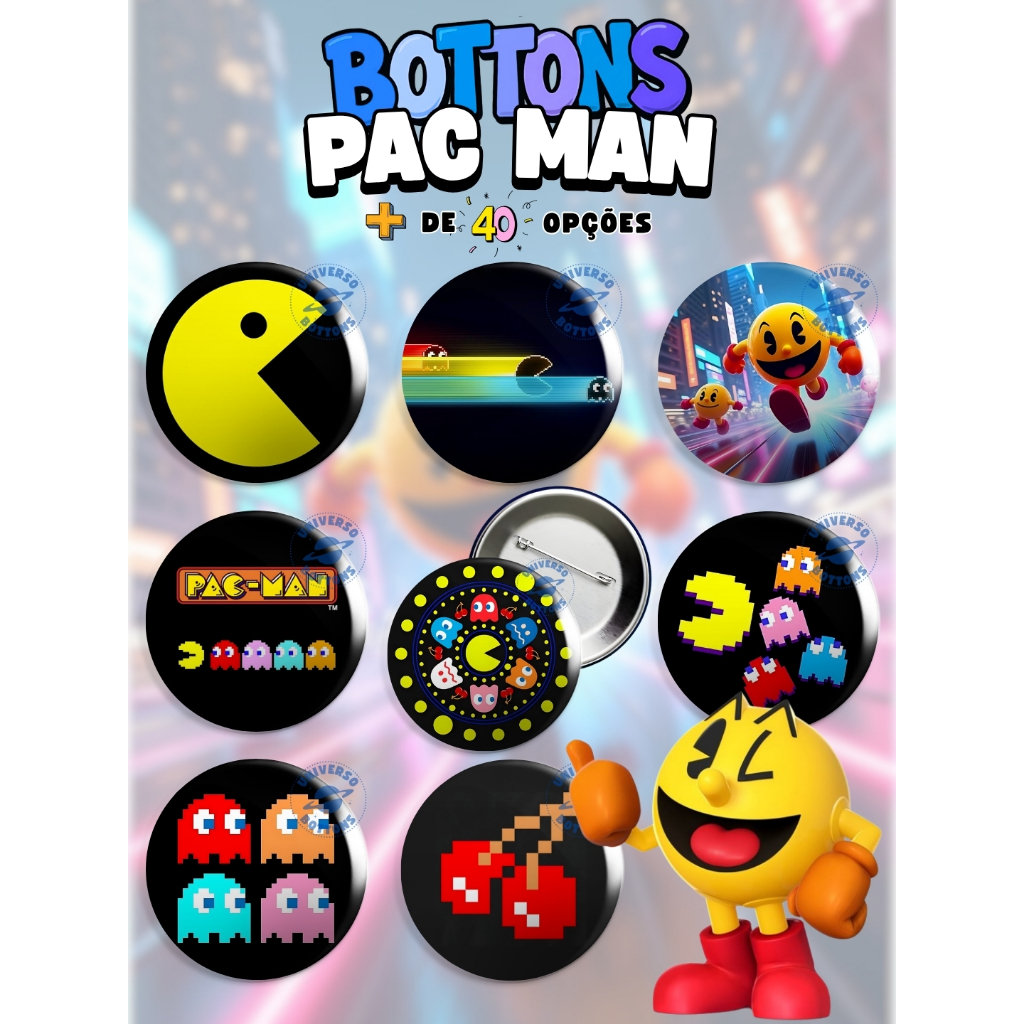 Bottons Pac Man Broches de Alfinete Pins para Mochila Roupa e Acessórios