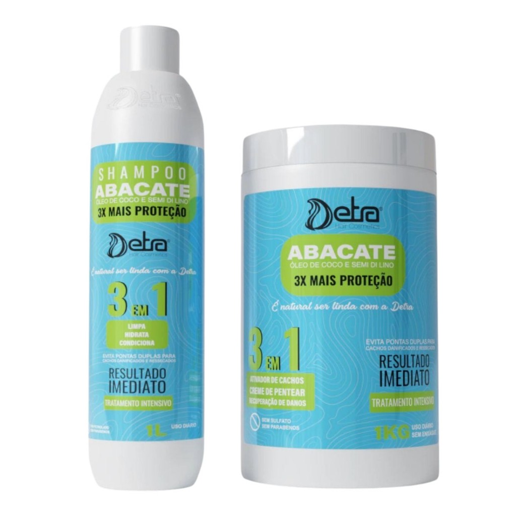 Kit Ativador de cachos 3x1 Abacate + shampoo 1 litro