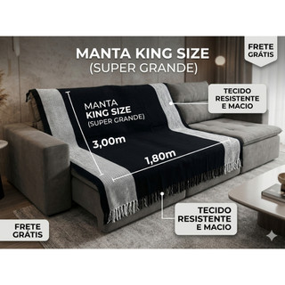 Manta King 3,00M x 1,80M Sofá Grande Grossa Decoração Sala Protetora Decorativa Colcha Coberta | SUV